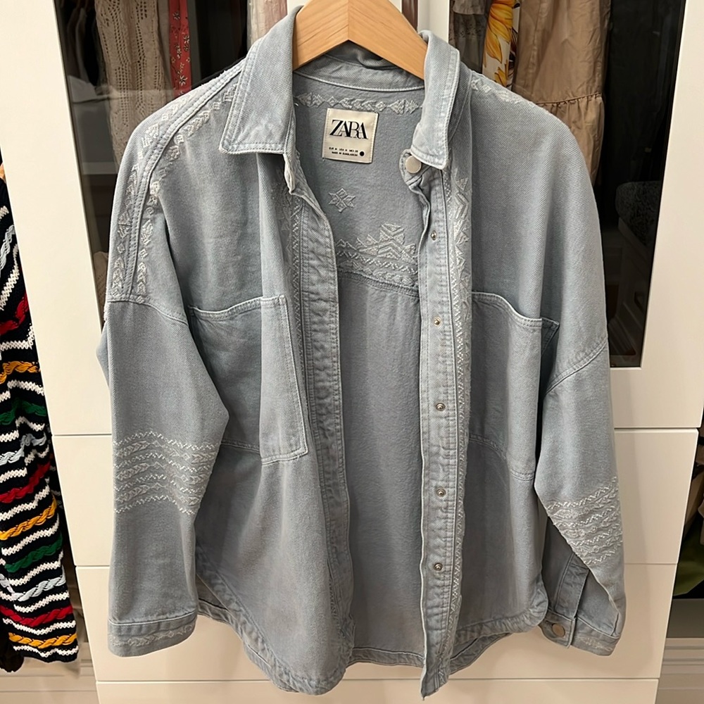 Zara denim chambray shirt jacket